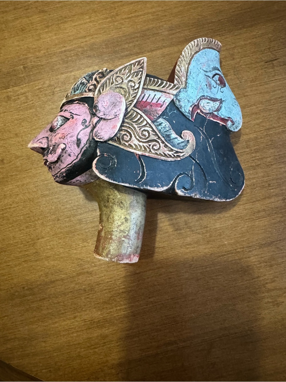 Traditional Indonesian Wayang Golek (rod puppet) wooden head
